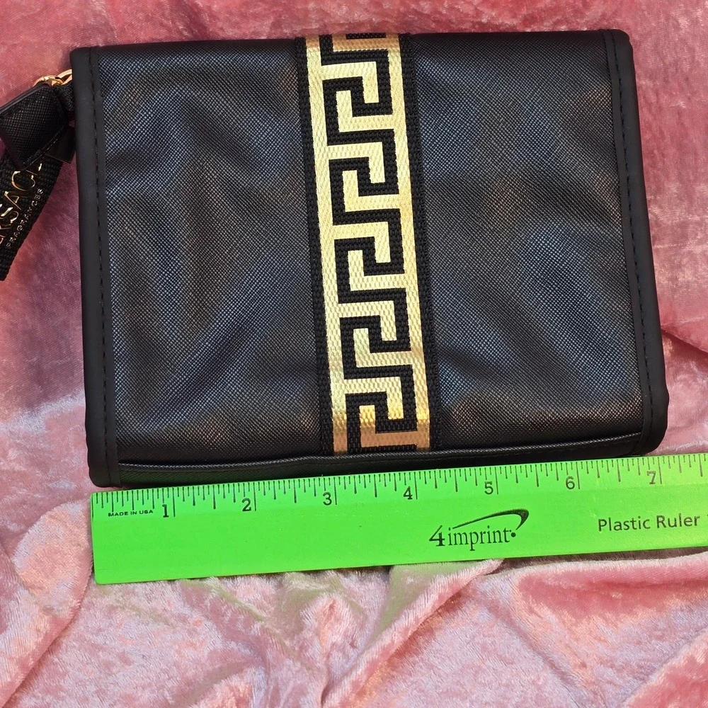 Versace Fragrances Black Gold Greek Key Cosmetic Pouch Toiletry Travel Bag